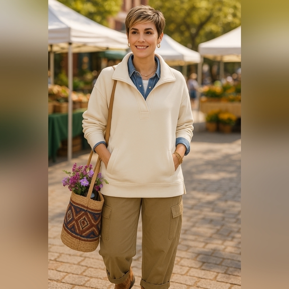 Casual Shacket Knit Top Oversized Cotton Minimalist Pullover Pockets New 3XL